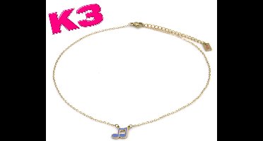 K3 ketting met muzieknoot bedel - Goudkleurig RVS - K3 merchandise - K3 sieraden