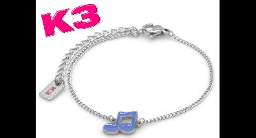 K3 armband met muzieknoot bedel - Zilverkleurig RVS - K3 merchandise - K3 sieraden