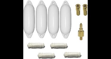 Set van 4 met Majoni Star 45 stootwillen incl. spatelleidingen, 2 vervangingsventielen, 1 ventieladapter - wit, 70 x 24 cm