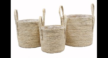 Plantenmand met hengsels maisblad 26x23cm