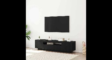 TV-Meubel – TV-Kast – Entertainmentcenter – Mediaconsol – Opbergmeubel – Zwarte Houtlook – 160x35x40 cm – Geschikt Tot 65 Inch