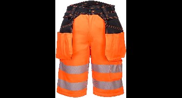 Portwest PW3 Hoge zichtbaarheid Korte Broek met holsterzakken PW343 - Oranje/Zwart - 36