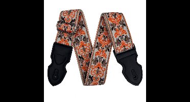 P&P Professionele Verstelbare Stevige Gitaarband - Guitar strap Band - Luxe Gitaarriem - Bas/Elektrische /Akoestische Gitaar -Oranje/Bruin/Beige