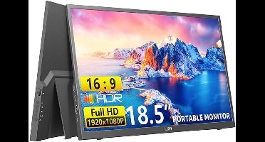 18.5 inch Full HD 100Hz Portable Monitor - USB-C & HDMI - Slank Tweede Scherm voor Laptop, PC en Gaming