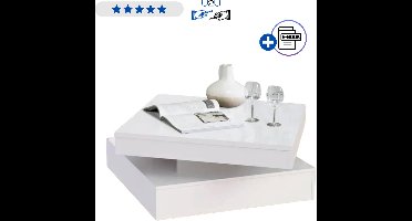 Japandi Salontafel Vierkant 78x78 cm Wit Houten Bijzettafel Modern Design Stevig Tafelblad Multifunctioneel Woonkamer Meubel Met Extra Ruimte Duurzaam Afgewerkt Geschikt Voor Modern En Klassiek Interieur Tijdloos Praktisch Robuust Luxe! - Met Ebook