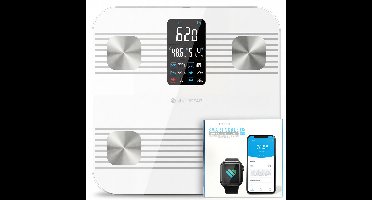 Silvergear Weegschaal Personenweegschaal Premium - Weegschaal met Lichaamsanalyse 18x - Slimme Scale