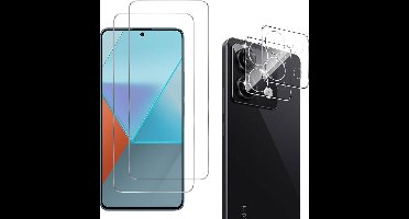 Screenprotector geschikt voor Xiaomi Redmi Note 13 Pro 5G - 2 stuks Beschermglas van glas Transparante glazen schermbeschermfolie + 2 stuks Camera Protector