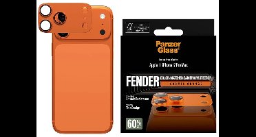 PanzerGlass Screenprotector geschikt voor Apple iPhone 17 Pro Max Aluminum | PanzerGlass FENDER Camera Protector - Case Friendly - Cosmic Orange