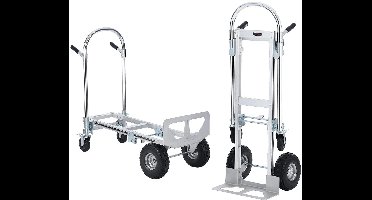 Steekwagen - Transportkar - Transportwagen - Magazijnwagen - Platformwagen - 2 in 1 - Opvouwbare - Aluminium - 360 kg Capaciteit - Heavy-Duty Trolley voor Magazijn, Supermarkt en Tuin - Steekkar