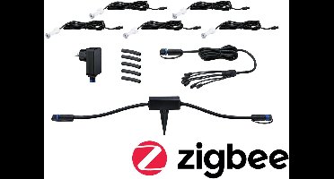 Plug & Shine Set Smart Home Zigbee 3.0 LED-grondinbouwlamp MicroPen IP67 3000K 5x0,2W 21VA Zilver Smart Home Zigbee