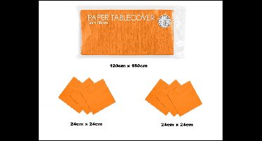 1x Tafelkleed papier oranje 120cm x 180cm + 40x Cocktail servetten oranje 24cm x 24cm 3 laags