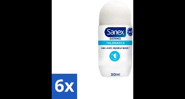 Sanex – Deo Roll-on – Dermo Tolerance – 50 ml - Voordeelverpakking - 6 stuks