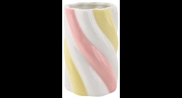 Vaas - Marshmellow - Geel/roze/wit - Woonaccessoires - Decoratie - Woondecoratie - Keuken - Slaapkamer - 10x10x15cm