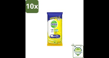 10 x Dettol – Multi Reinigingsdoekjes – Citroen – 110 Doekjes - Grootverpakking - Schoonmaken - Hygiëne - Reinigen - Doekjes - Citroengeur