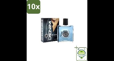 10 x Denim – Aftershave – Black – 100 ml - Grootverpakking - Aftershave Mannen - Aftershave Na Scheren - Scheren Geur - Huid Verzorging - Scherpen Geur