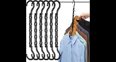 Zwarte ruimtebesparende kledinghangers – 23 cm – zwart – 10 stuks – premium slimme haken, stevige stapelbare hangers met 5 gaten, voor zware kleding, kastorganisatie en opslag, essentieel voor studentenkamers