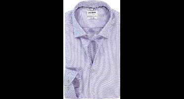 OLYMP Level 5 body fit overhemd - mouwlengte 7 - structuur - paars - Strijkvriendelijk - Boordmaat: 38