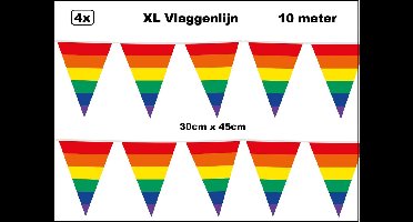 40 meter XL Vlaggenlijn regenboog 30cm x 45cm – 4x vlaggenlijn regenboog 10 meter - Giga vlaglijn themafeest party festival