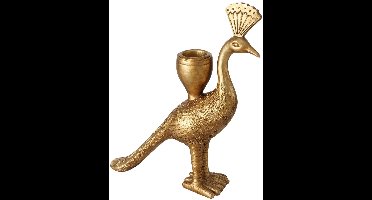 Kandelaar goud in de vorm van een pauw staand 18 cm Boltze