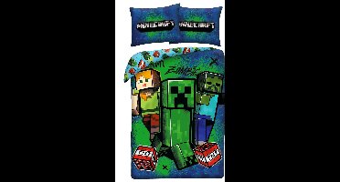 Minecraft Dekbedovertrek Zombie Creeper - 140 x 200 + 70 x 90 cm - Polyester