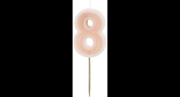 Taartkaars nummer 8 oudroze 6cm