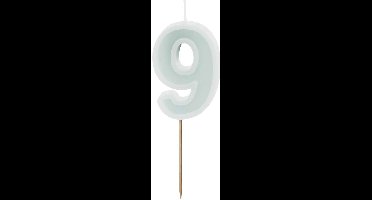 Taartkaars nummer 9 groen-blauw 6cm