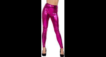 Dames legging metallic fuchsia maat 40