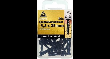Deltafix spaanplaatschroeven 3,5 x 25 mm - zwart verzinkt - cilinderkop - Torx - 30 stuks