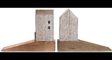 Item Deurstopper beachhouse - donker/licht bruin - hout - 16 x 6 x 12cm