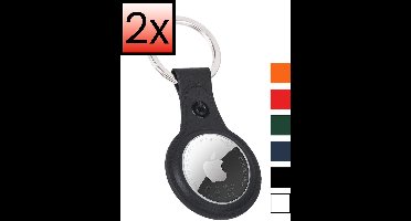 Hoesje Geschikt voor Apple AirTag 2 Sleutelhanger Houder Leder Look Hoes - Sleutel Hanger Case Hoesje Geschikt voor Apple AirTag 2e generatie Hoesje - Zwart - 2 PACK