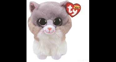 Ty Beanie Buddy Asher Cat - Knuffel van 24 cm - Wit, Roze, Beige