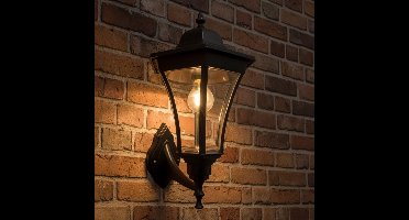 Solar tuinverlichting - Sokkellamp 'Sheffield' - Met schemer- en bewegingssensor - Buitenlamp op zonne-energie - Klassieke wandlamp - Metaal - Zwart