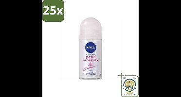 25 x Nivea – Deodorant Roller – Pearl & Beauty – 50 ml - Grootverpakking - Nivea Deodorant Roller - Deodorant Roller - Deodorant Voor Oksel - Parelextract - Frisheid