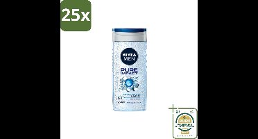 25 x Nivea Men – Douchegel – Pure Impact – 250 ml - Grootverpakking - Douchegel - Zuiverende Douchegel - Reinigende Douchegel - Zweet Verwijderen - Vuil Verwijderen