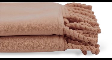 Unique Living - Fleece Plaid Met Franjes - 130x160 - Camel