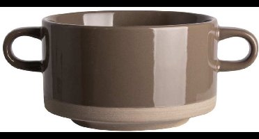 Soepkommen - Woodstock Soepkom - Soepkoppen - Grijs - 4-delig - Soepkop - Servies - Aardewerk - Diameter 11,5 Centimeter - Soepkommen Met Oor