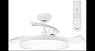 Philips Solr Plafondventilator met LED-lamp - 3 Intrekbare bladen - Diameter: 106cm - Drie tinten wit licht (2700K / 4000K / 5500K) - Dimbaar tot 10% - Afstandsbediening - Wit - 4500 Lumen