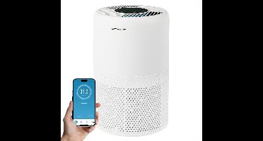 Emerio Luchtreiniger - 25m² - 52dB - HEPA 13 + Koolstof Filter - Ionisatie Functie - Luchtkwalititeitsindicator - met App - Timer Functie - Helpt tegen allergie & hooikoorts - AP-132324 Wit