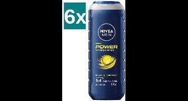 NIVEA MEN Power fresh Douchegel - 3-in-1 Shower Gel - Shampoo - Voordeelverpakking - 6 x 500 ml