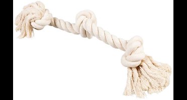 Duvo+ Katoenen Touw met 3 Knopen en Franjes – Natuurlijk Trekspeeltje Hond