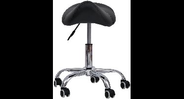 JAQZY Tabouret - Zadelkruk op Wielen - Verstelbaar in Hoogte - Draaibaar - 52 × 53 × 49–61 cm (L×B×H) - Tot 120 kg - Zwart