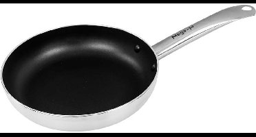 Mega-M Professionele Koekenpan met Antiaanbaklaag - Ø 22 cm - Aluminium - Geschikt voor Inductie, Gas en Keramisch - RVS Handgreep - Hoogwaardige Coating