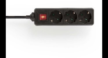 Nedis Stekkerdoos – 3-voudig – 5 m – Randaarde – 3680W – Zwart