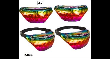 4x Heup/buik tasje verstelbaar voor kinderen Regenboogkleuren- KIDS