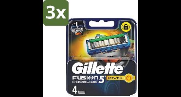 3 x Gillette - Fusion 5 ProGlide Power - Precisie en comfort - 4 Navulscheermesjes - Scheermesjes - Navulscheermesjes - Microcomb - Scherpe Mesjes - Comfortabel Scheren