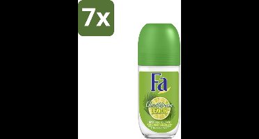 7 x Fa - Deodorant Roller - Caribbean Lemon - Verfrissend - 48 uur Bescherming - Citrusachtig - 50 ml - Deodorant Roll-on - 48 Uur Bescherming - Citrus Geur - Caribische Citroen - Fris