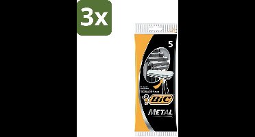 Bic - Scheermesjes - Metaal - Enkel Mesje - Wegwerpmesjes - 5 Scheermesjes - Bulkverpakking - 3 stuks