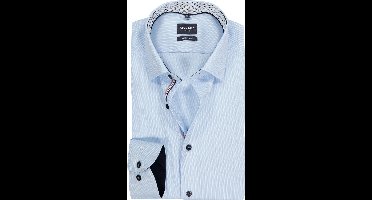 OLYMP Luxor modern fit overhemd - structuur - lichtblauw - Strijkvrij - Boordmaat: 39