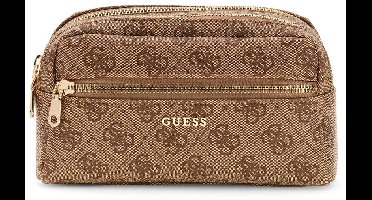 GUESS accessoiretas toilettas Double Zip Organizer Latte Logo Lichtbruin
