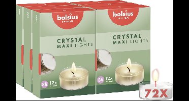 Bolsius - Grote Maxi Clear Cup - 72 Waxinelichtjes - Theelichtjes - 8 branduren - Duurzaam